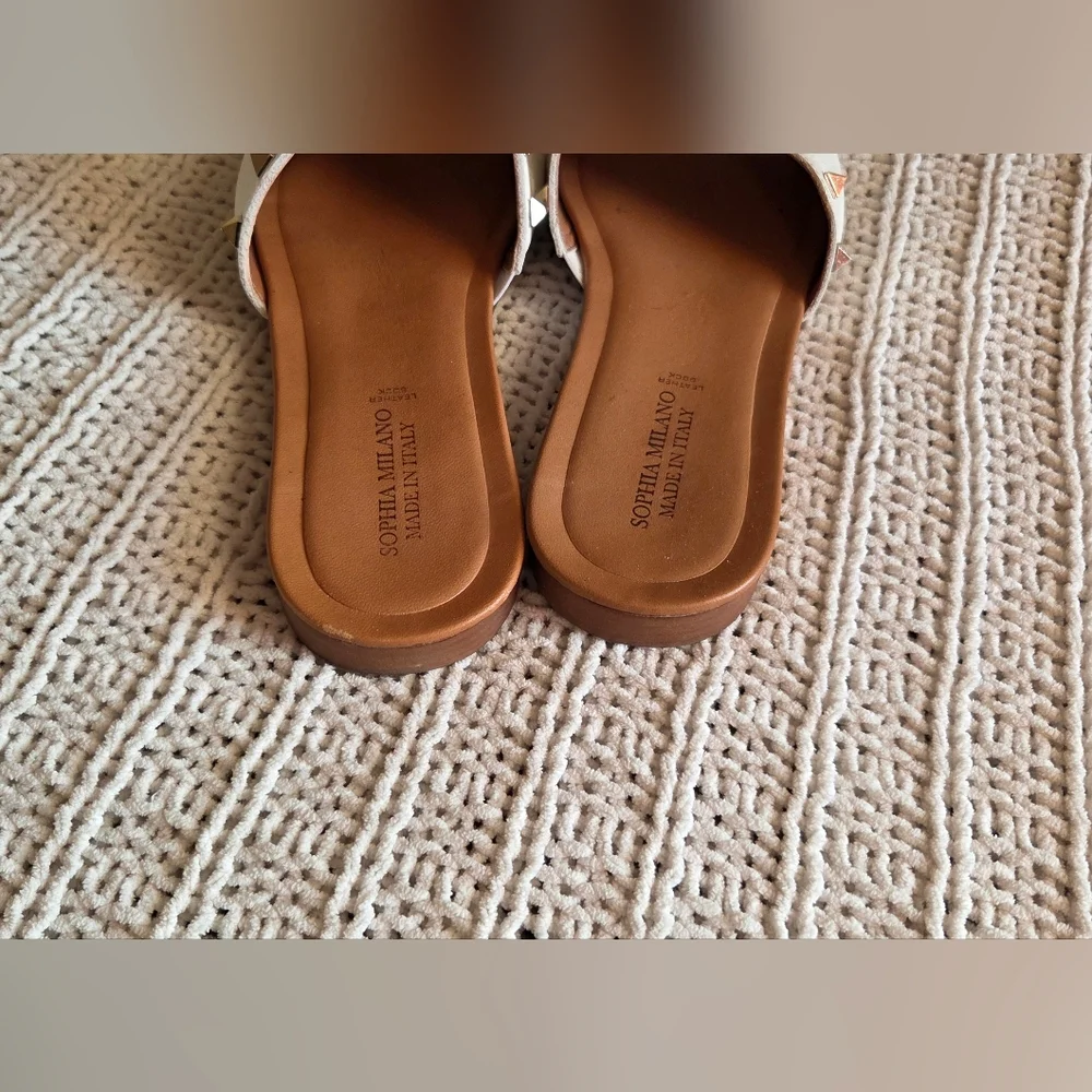 Sophia Milano White Leather Sandals Size 8.5 - Picture 3 of 7